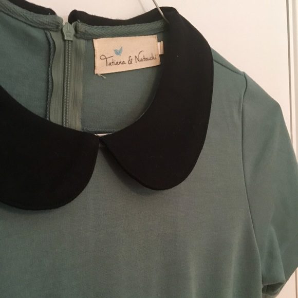 Soft Teal Dress with Peter Pan Collar - Picture 4 of 4